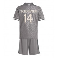 Camisa de Futebol Real Madrid Aurelien Tchouameni #14 Equipamento Alternativo Infantil 2024-25 Manga Curta (+ Calças curtas)